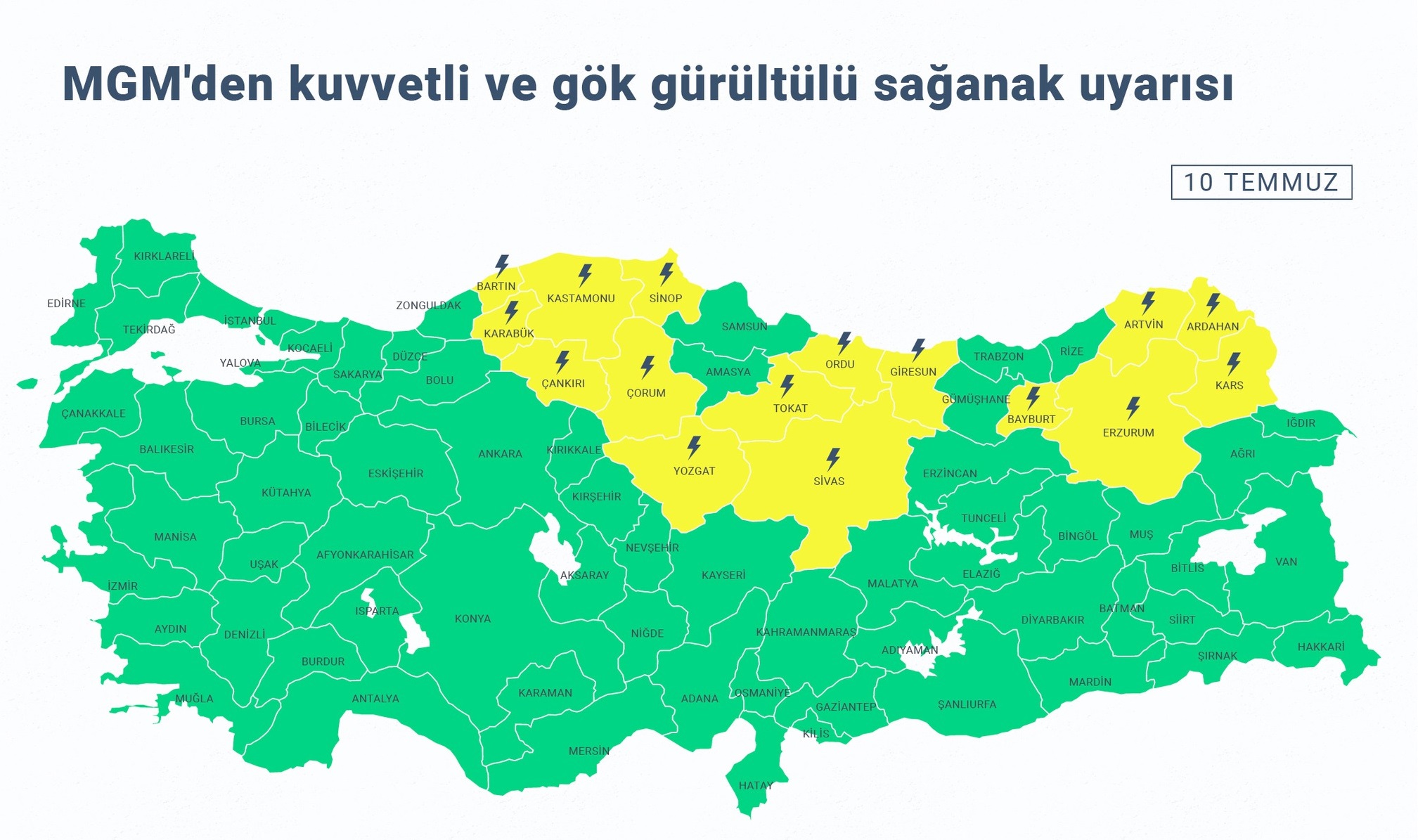 MGM'DEN KUVVETLİ VE GÖK GÜRÜLTÜLÜ SAĞANAK UYARISI